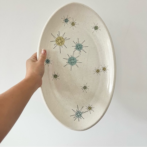 Vintage Atomic Midcentury Franciscan Ware Starburst Oval Serving Dish - Picture 2 of 8